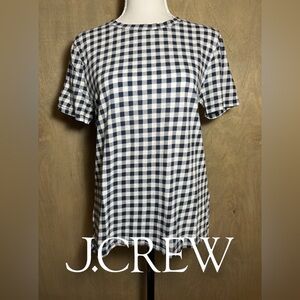 J. Crew Navy White Gingham Short Sleeve Tshirt M